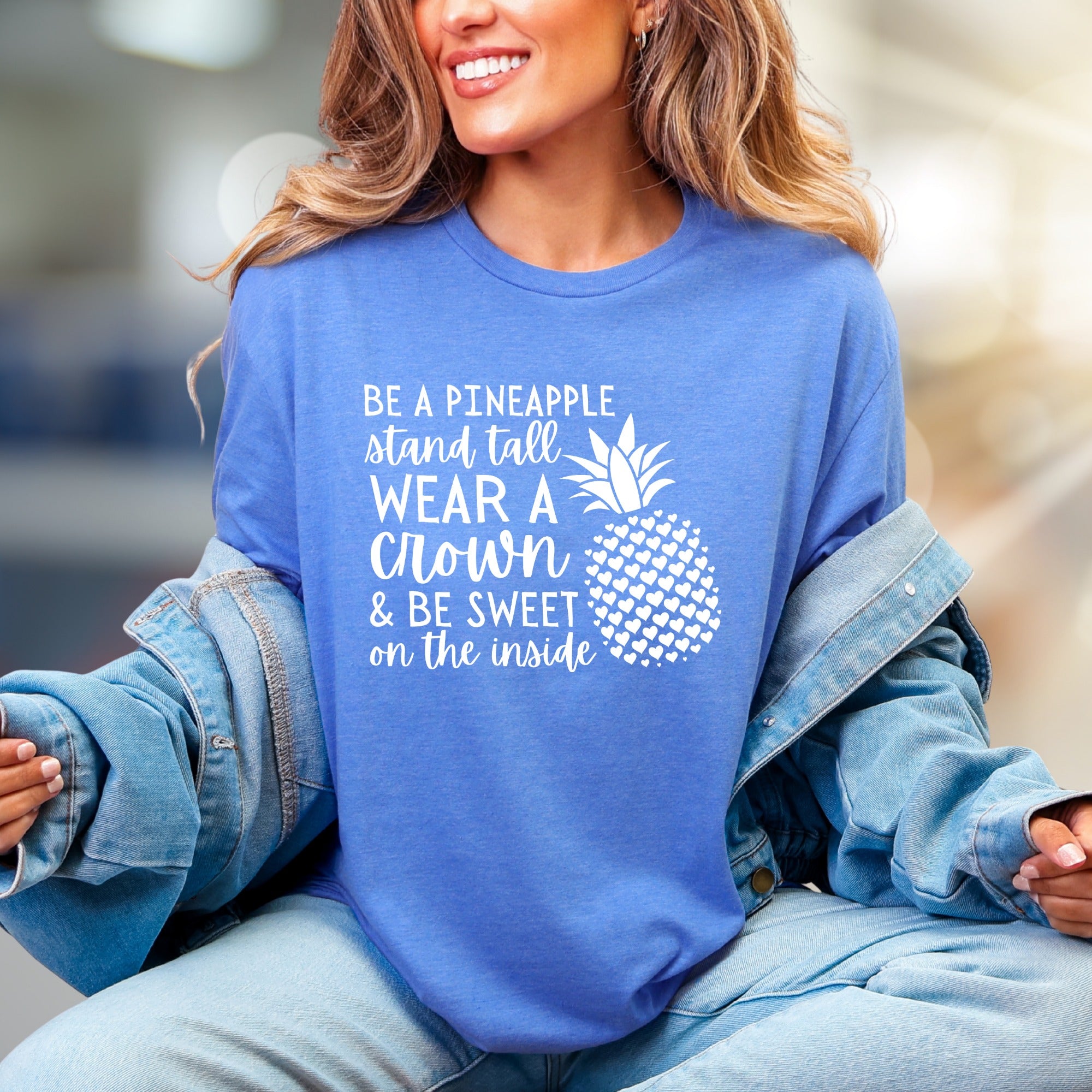 "BE A PINEAPPLE" Inspirational Pineapple Graphic Tee, A Self-Love Pick for Women