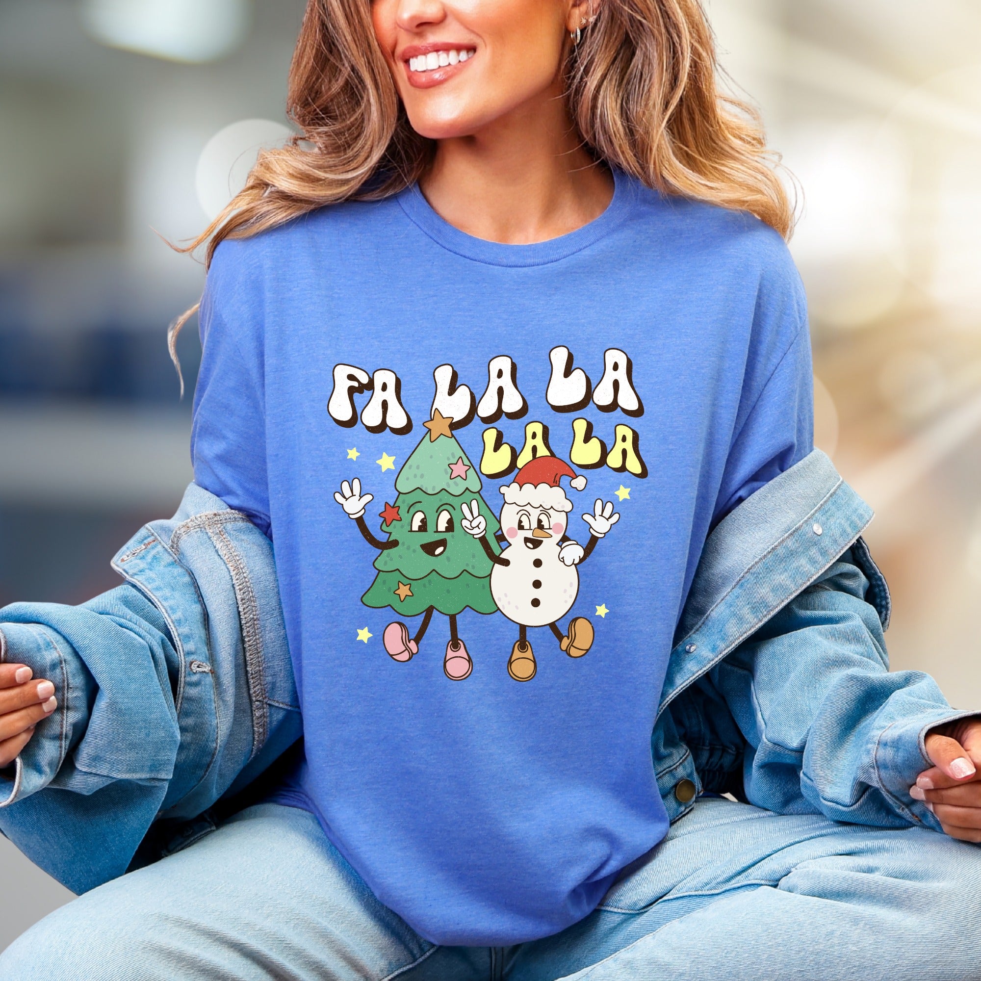 "Fa La La La La" Retro Holiday Graphic Tee, a Festive Pick for Christmas Enthusiasts