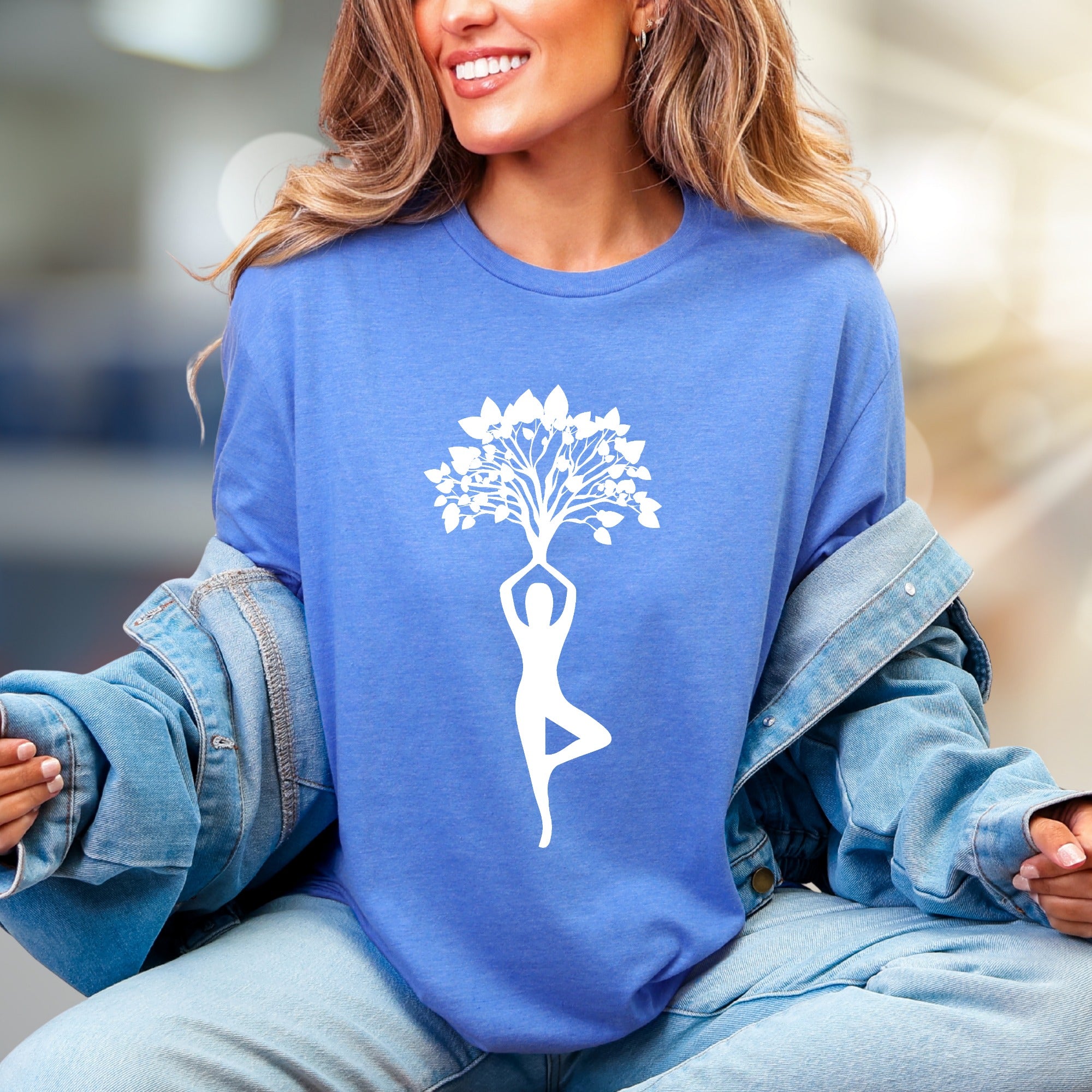 Zen Tree Pose Yoga Graphic Tee, A Spiritual Lifestyle Pick for Wellness Enthusiasts