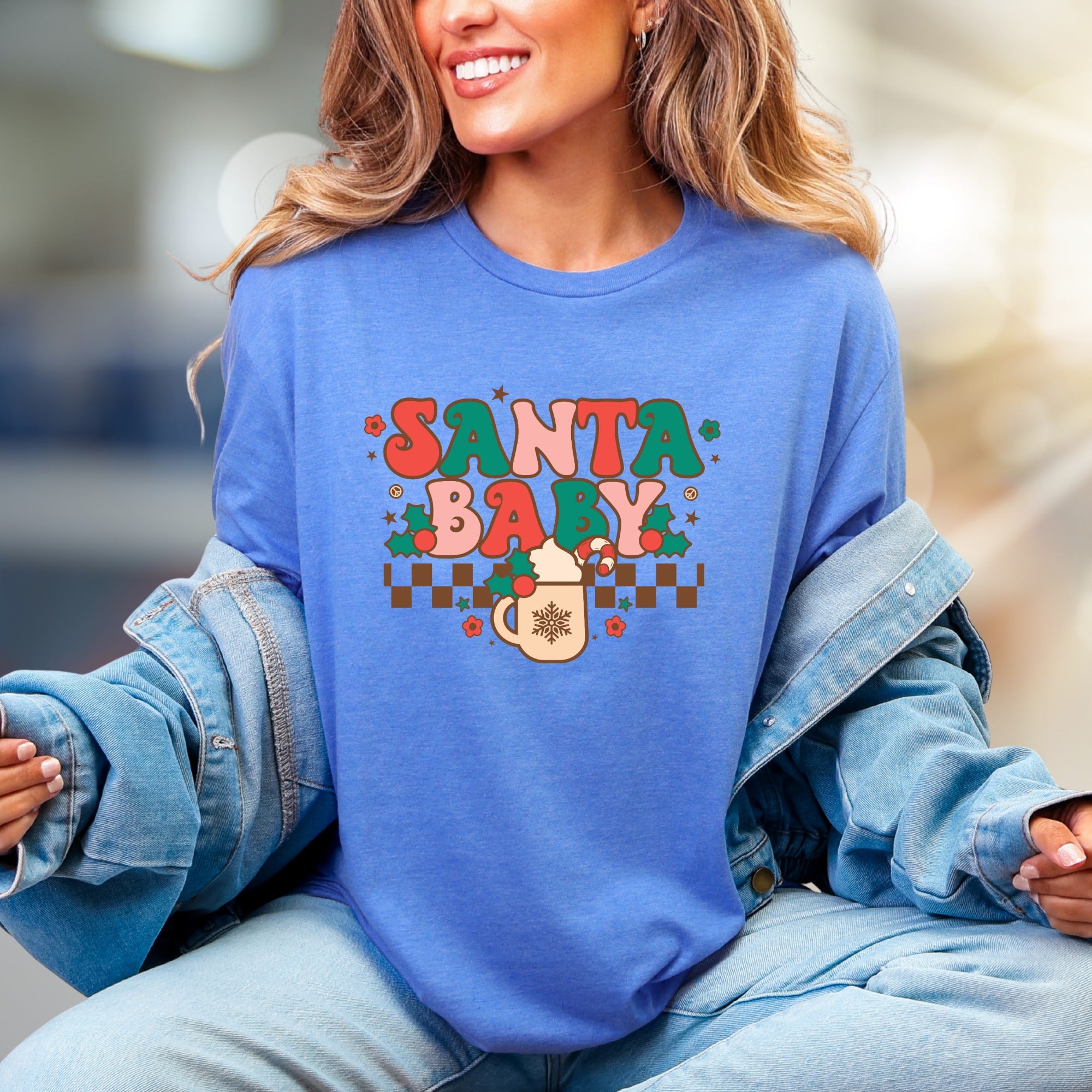 "SANTA BABY" Retro Christmas Graphic Tee, a Festive Niche Pick for Holiday Lovers
