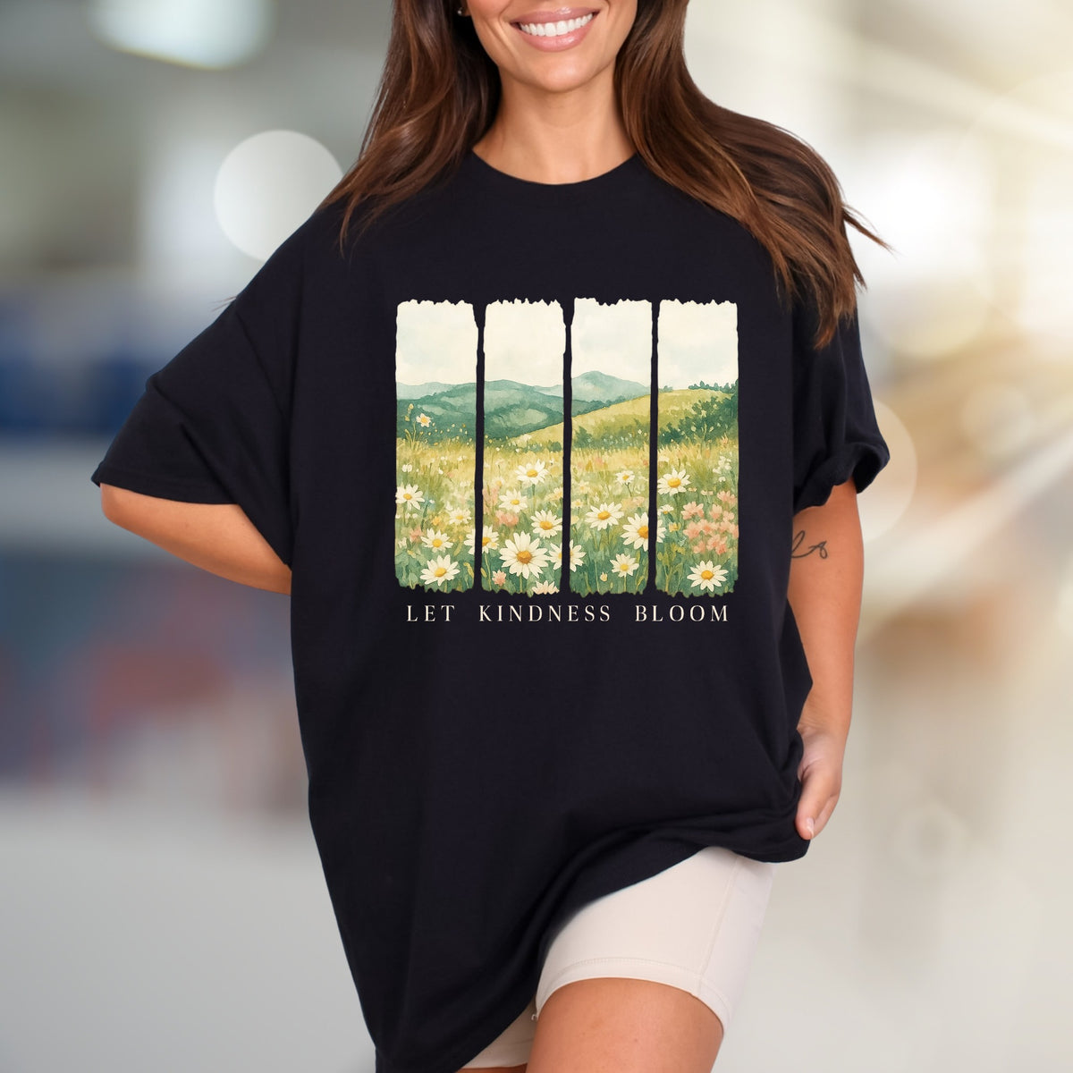 "Let Kindness Bloom" Meadow Graphic Tee, a Nature-Inspired Pick for Uplifters