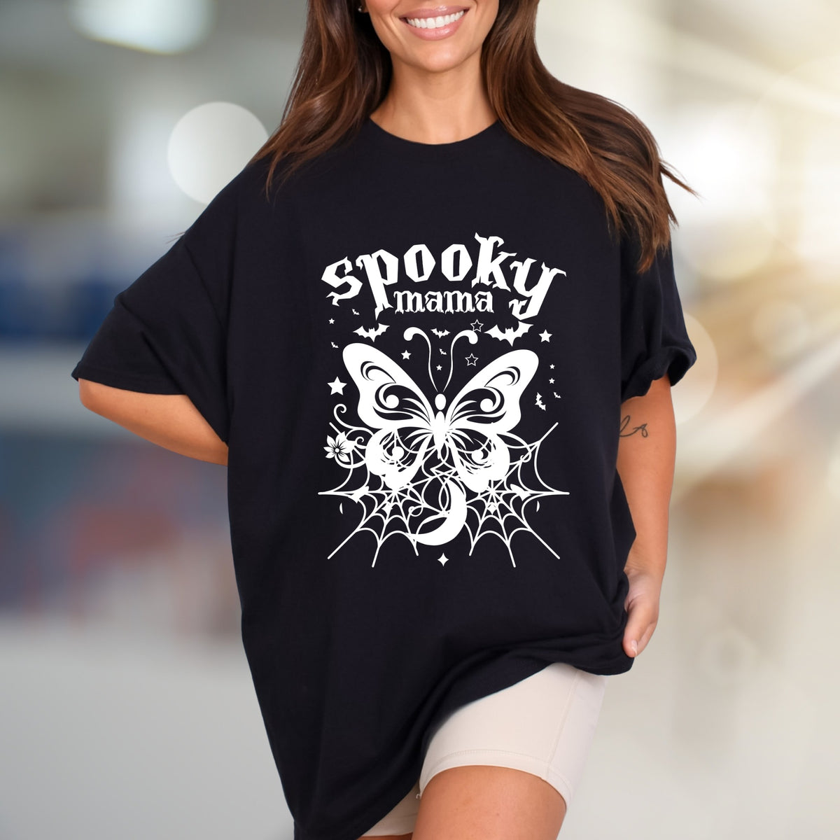 "Spooky Mama" Halloween Gothic Graphic Tee, a Mystical Pick for Moms