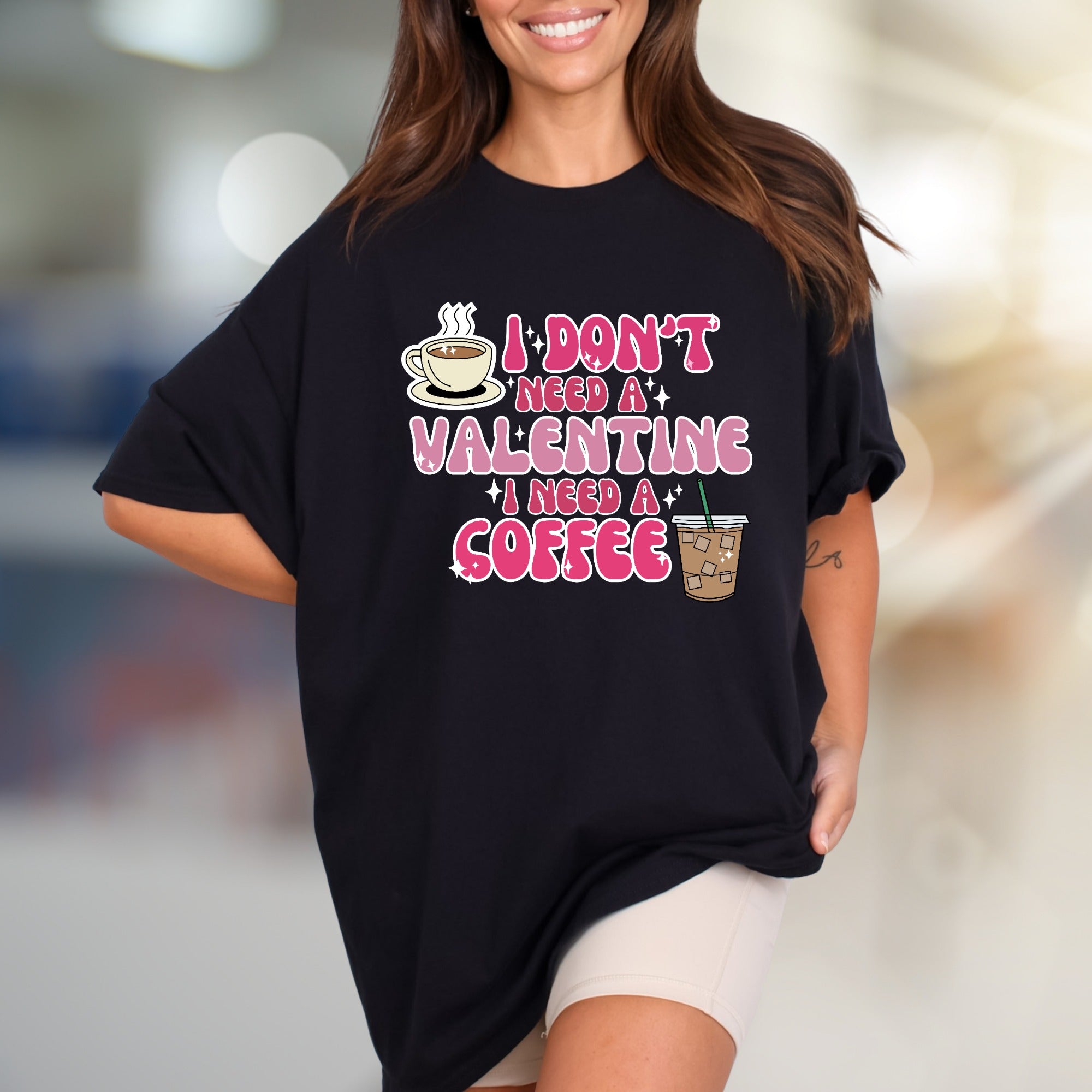 "I Don't Need A Valentine I Need A Coffee" Retro Graphic Tee, a Coffee Lover's Statement