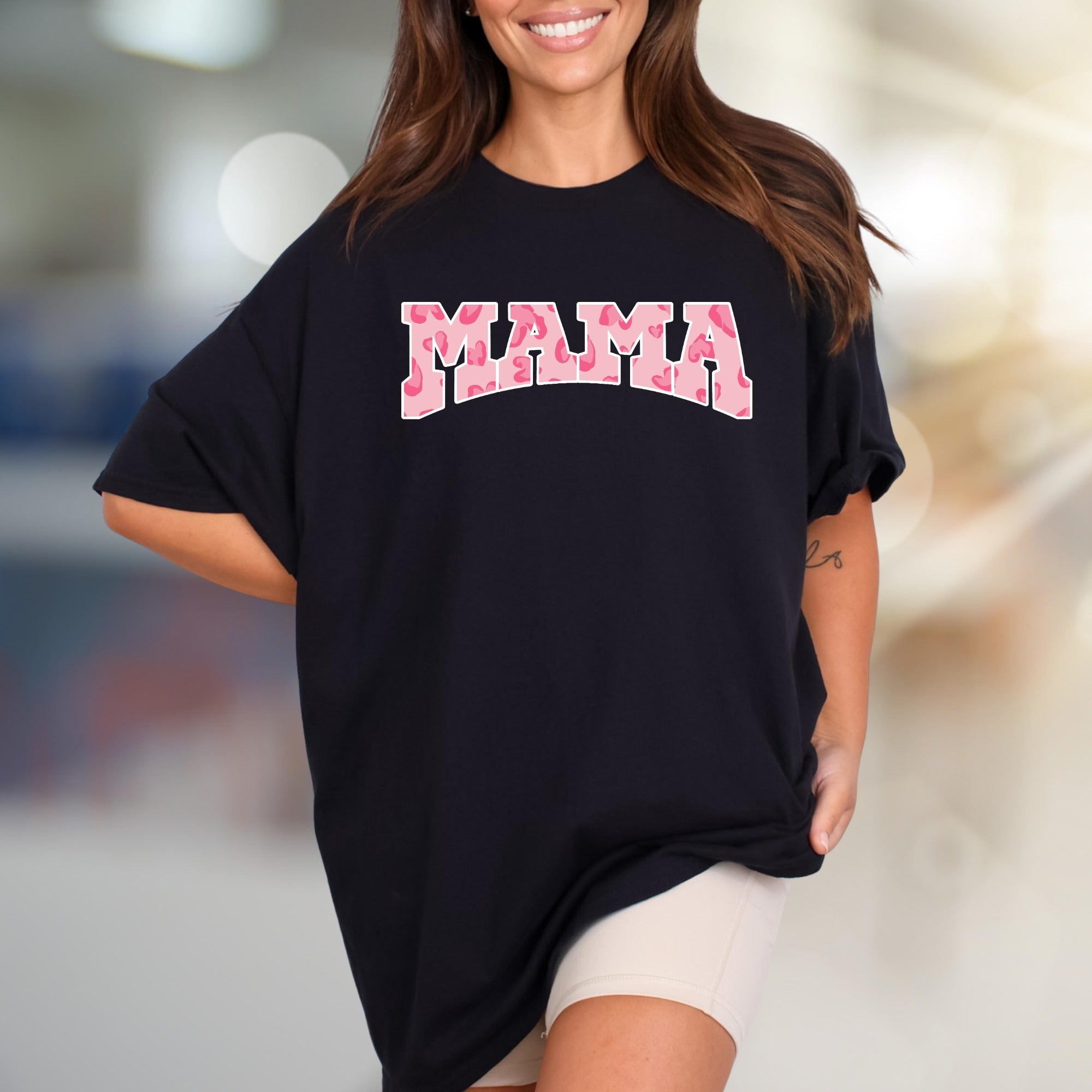 "MAMA" Pink Camo Lettering Graphic Tee, a Loving Pick for Moms