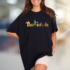 "BElieve" Festive Typography Graphic Tee, a Winter Holiday Pick for Everyone
