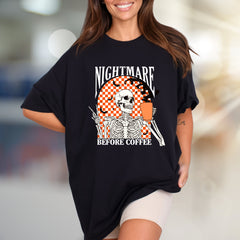 Nightmare Before Coffee Skeleton Graphic Tee, A Spooky Coffee Lover's Pick
