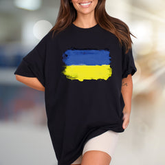 Abstract Ukraine Flag Graphic Tee, A Patriotic Statement for Supporters