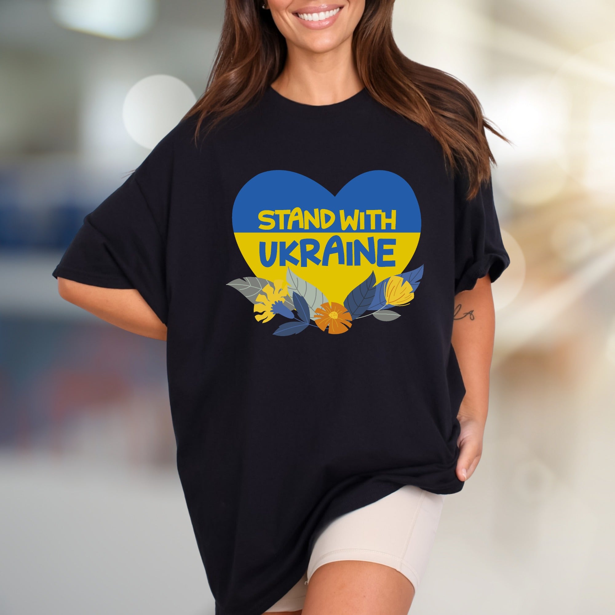 "Stand With Ukraine" Patriot Heart Tee, a Supportive Graphic Pick for Advocates