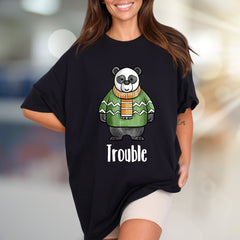 "Trouble" Panda Graphic Tee, a Playful Animal Design for Fun Lovers
