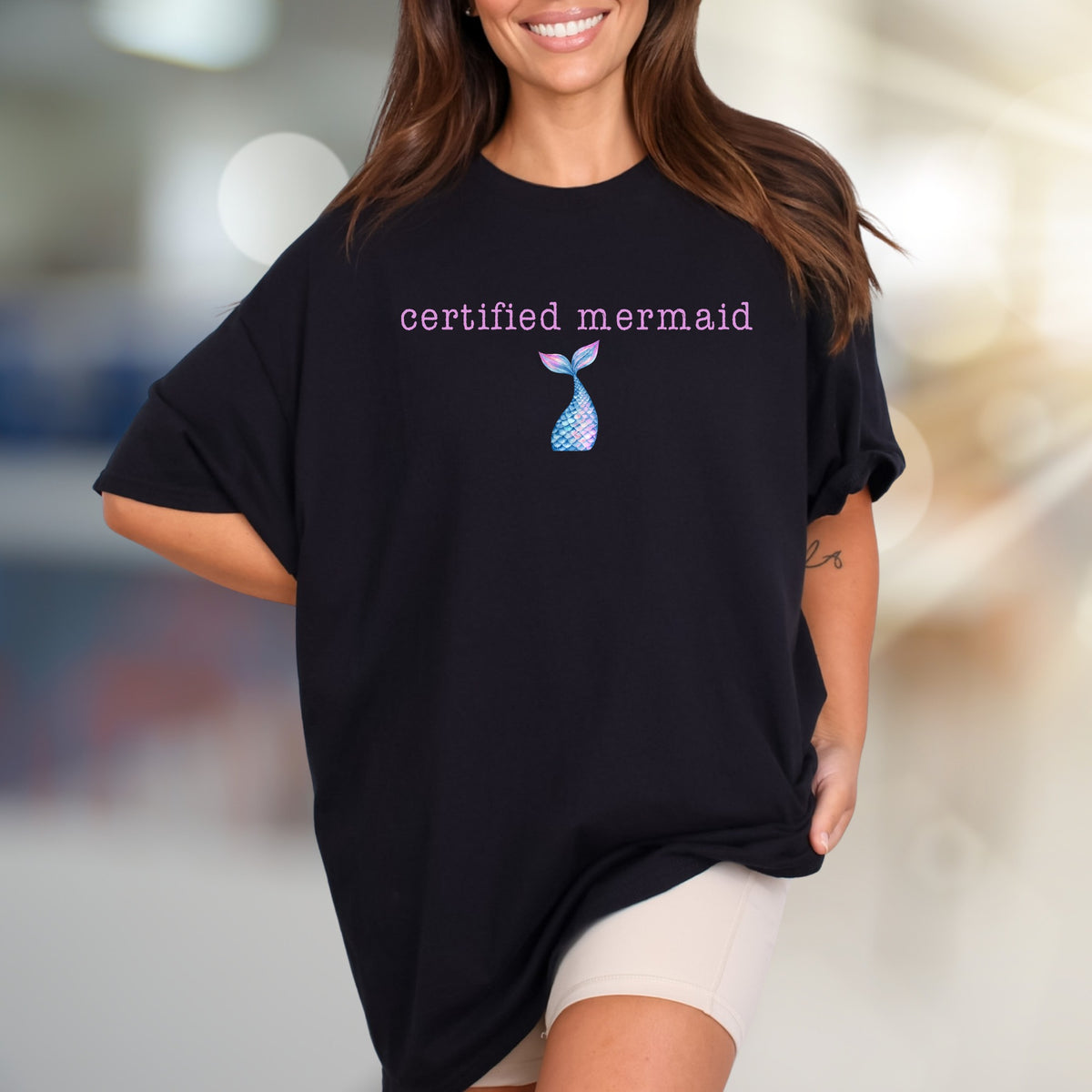 "certified mermaid" Mermaid Tail Graphic Tee, a Whimsical Pick for Ocean Lovers