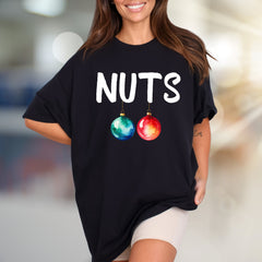 "NUTS" Christmas Ornaments Graphic Tee, a Funny Holiday Pick for Everyone