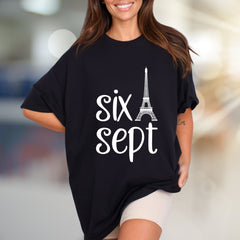 "Six Sept" Eiffel Tower Graphic Tee, a Parisian Chic Pick for Date Nights