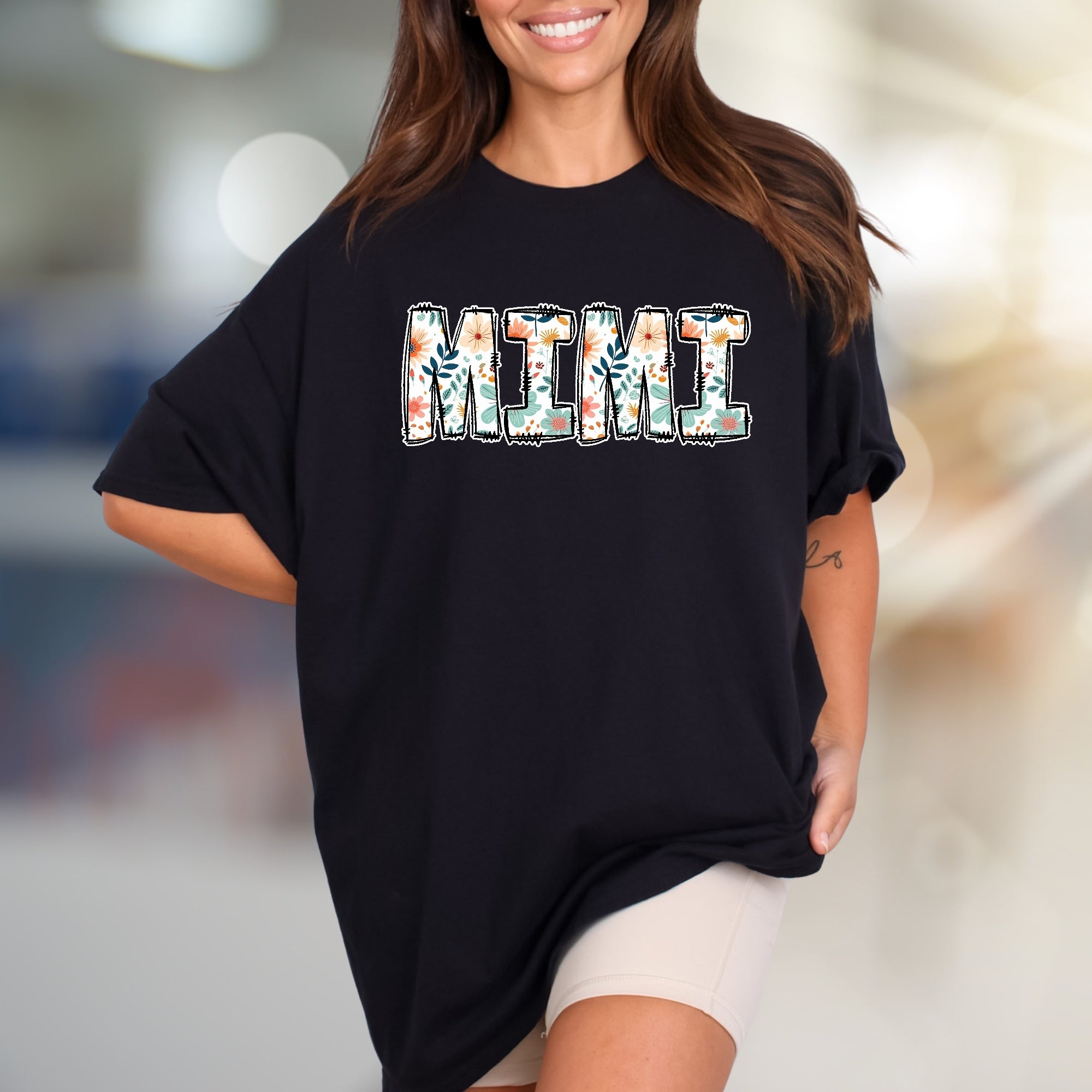 "MIMI" Floral Grandparent Graphic Tee, a Heartfelt Gift for Her