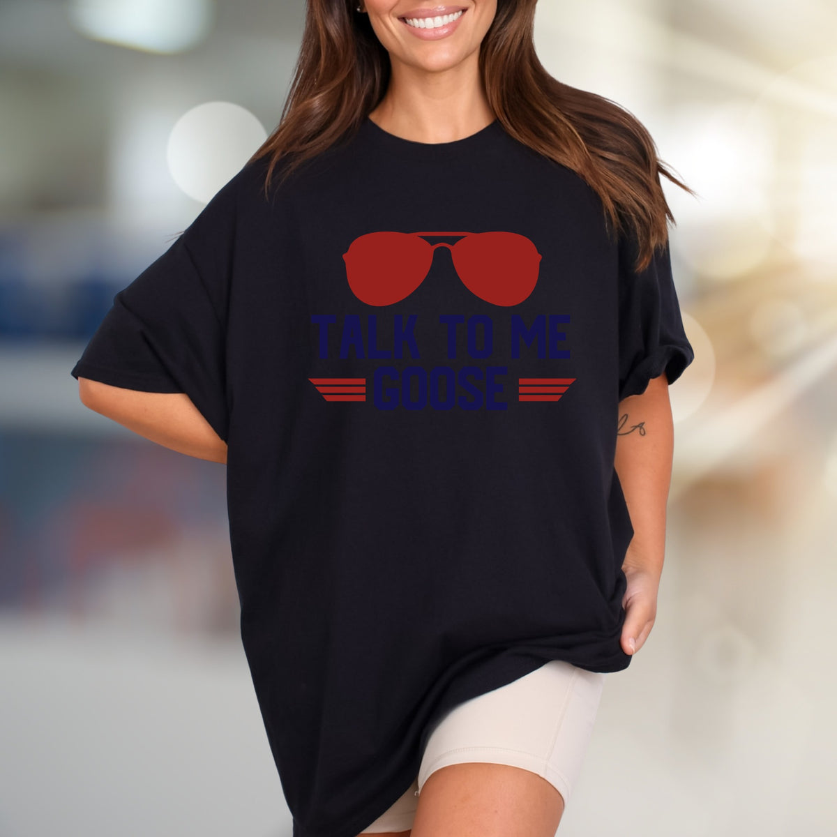 "Talk To Me Goose" Aviator Graphic Tee, a Maverick Fan Pick for Movie Lovers