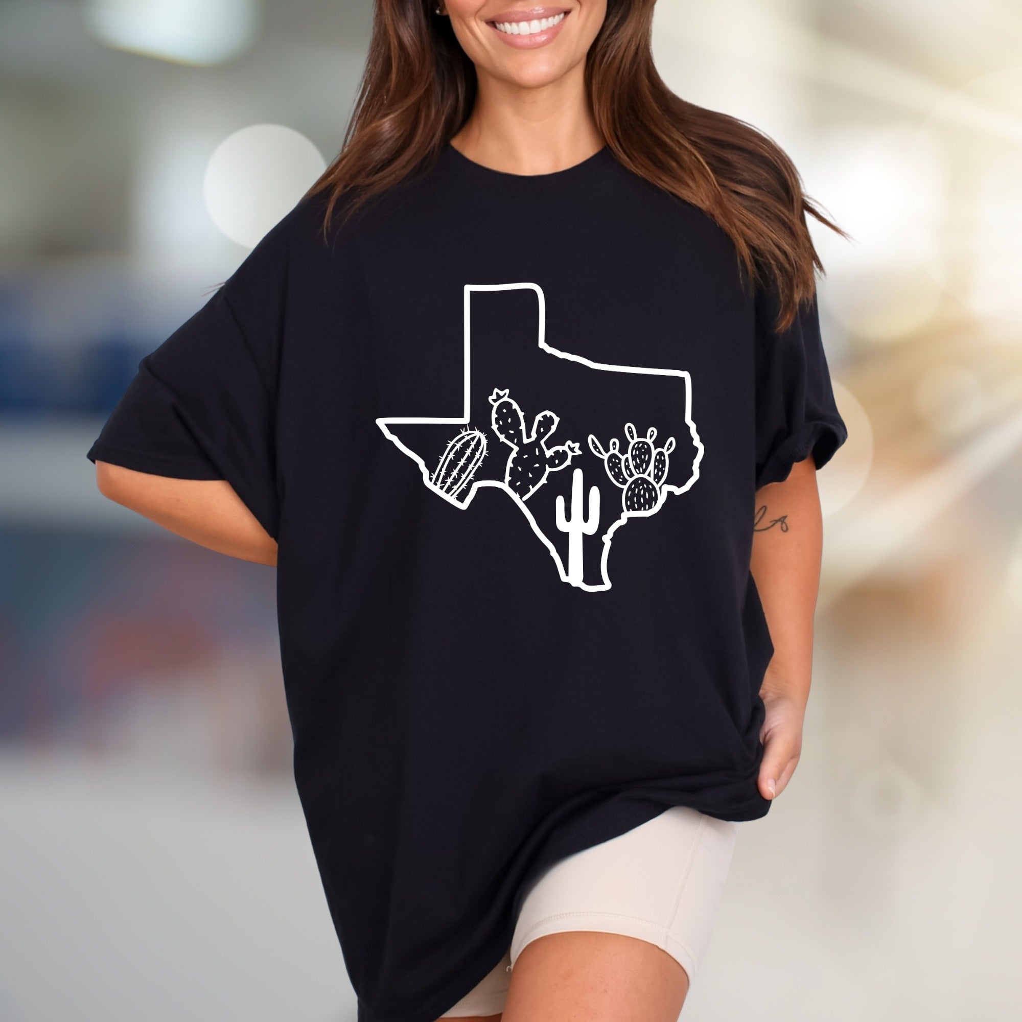 Texas Cactus Outline Graphic Tee, a Desert Chic Pick for State Pride Advocates