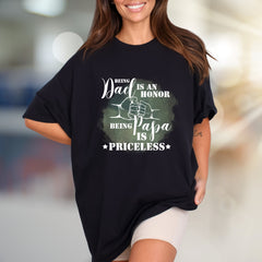 "Being Dad Is An Honor Being Papa Is Priceless" Graphic Tee, Sentimental Pick for Grandfathers