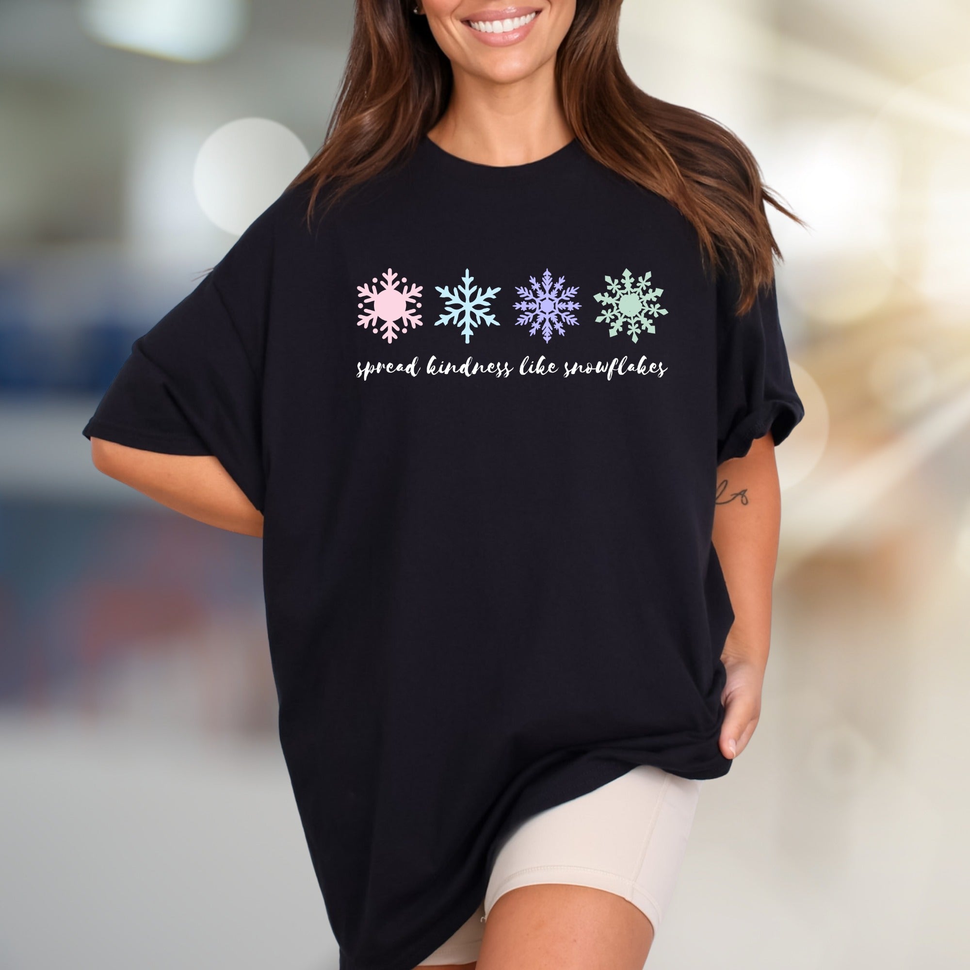 "Spread Kindness Like Snowflakes" Winter Graphic Tee, a Gentle Reminder for All