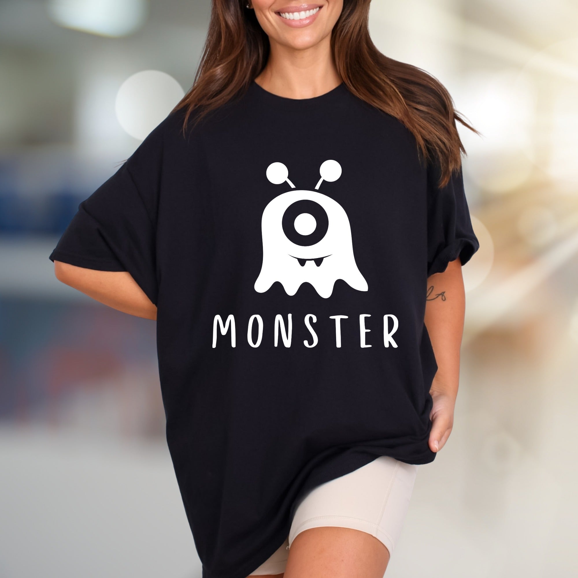 "MONSTER" Cute Spooky Graphic Tee, a Whimsical Pick for Halloween Enthusiasts
