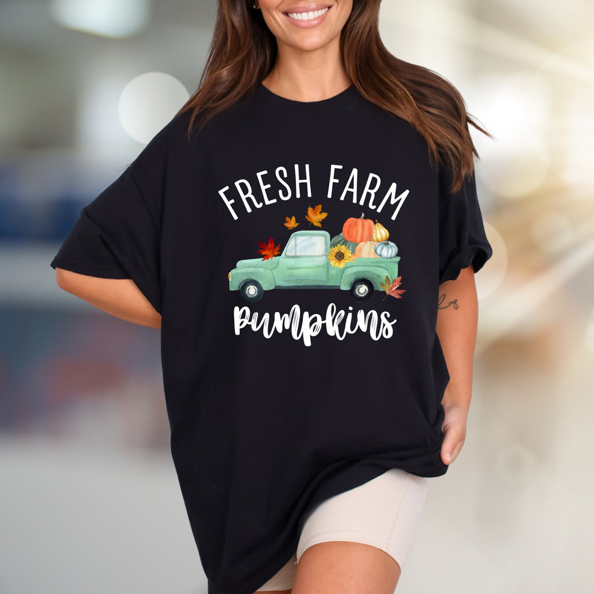 "Fresh Farm Pumpkins" Autumn Graphic Tee, a Rustic Pick for Fall Lovers
