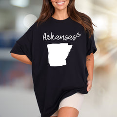 Arkansas with Heart State Map Graphic Tee, a Hometown Pride Pick for Travelers