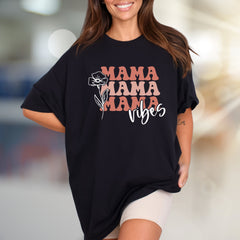 "Mama Mama Mama Vibes" Floral Graphic Tee, a Motherhood Pick for Modern Moms