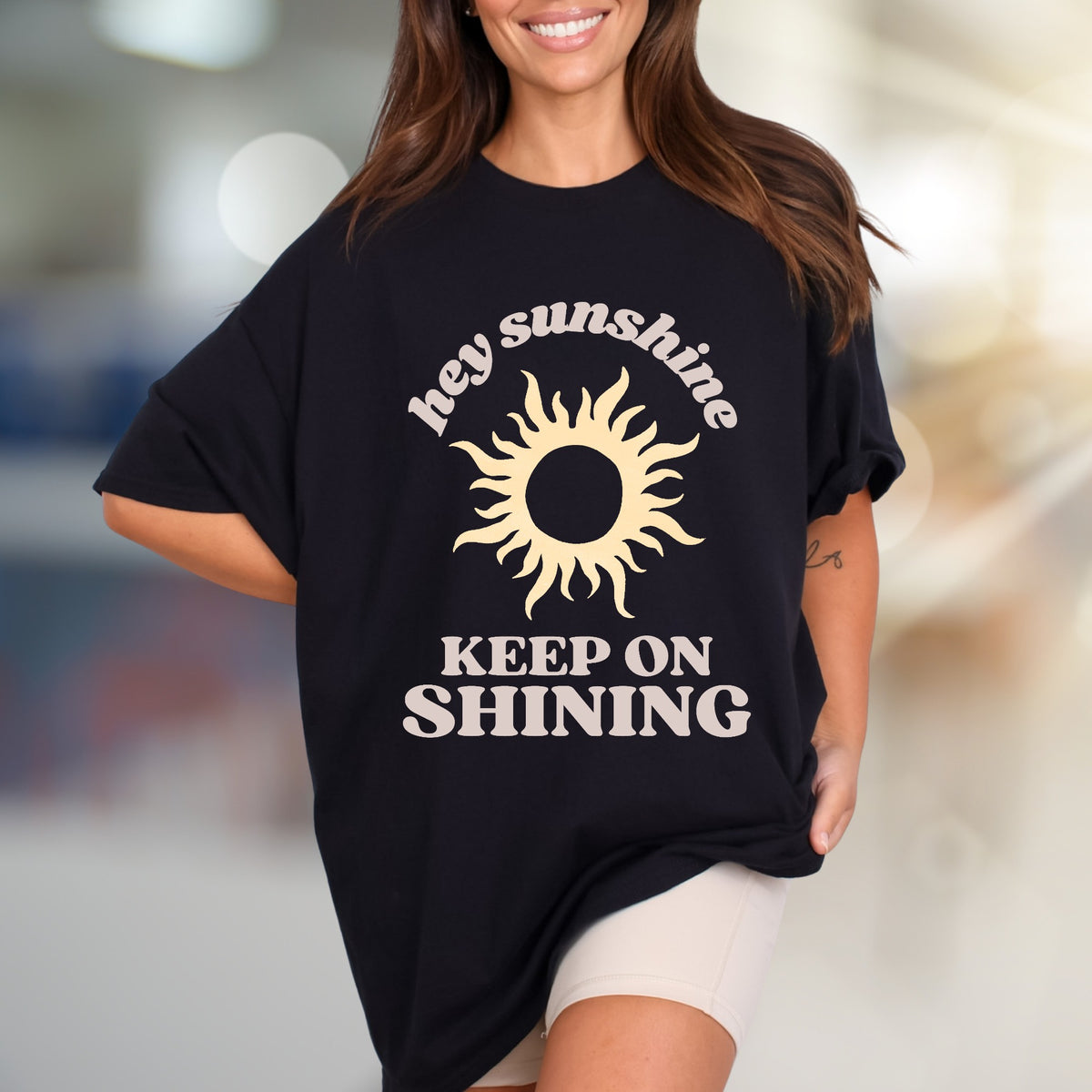 "Hey Sunshine Keep on Shining" Sunny Graphic Tee, a Positive Vibe Essential