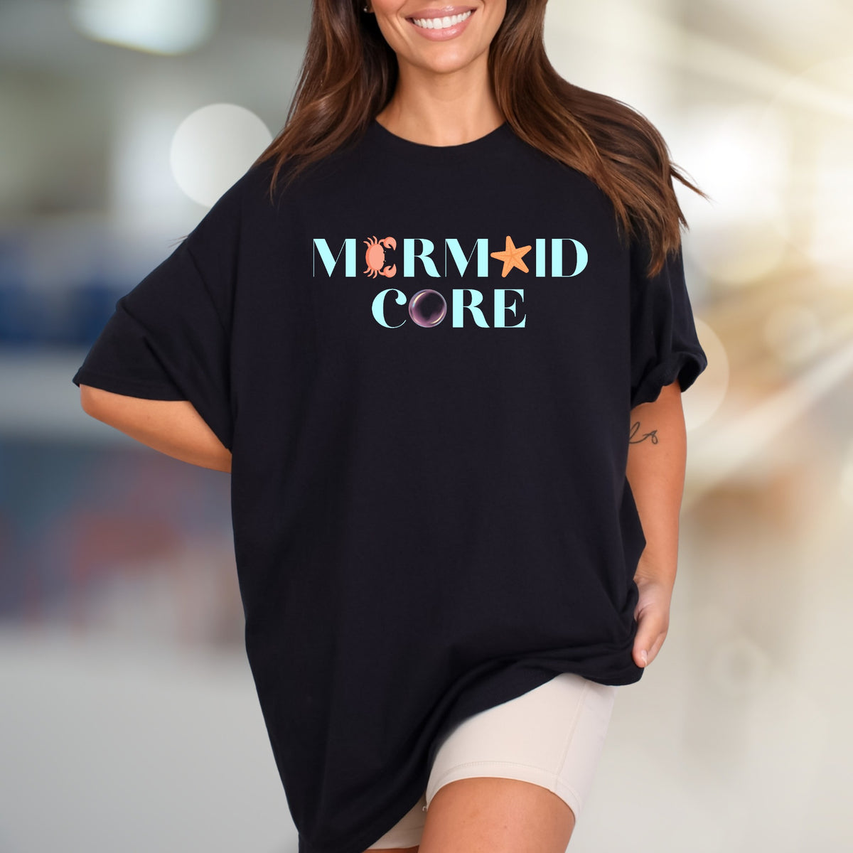 "Mermaid Core" Ocean Aesthetic Graphic Tee, A Coastal-Inspired Pick for Beach Lovers