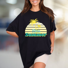 "Hello Summer" Tropical Sunset Graphic Tee, a Vacation Vibes Pick for Beach Lovers