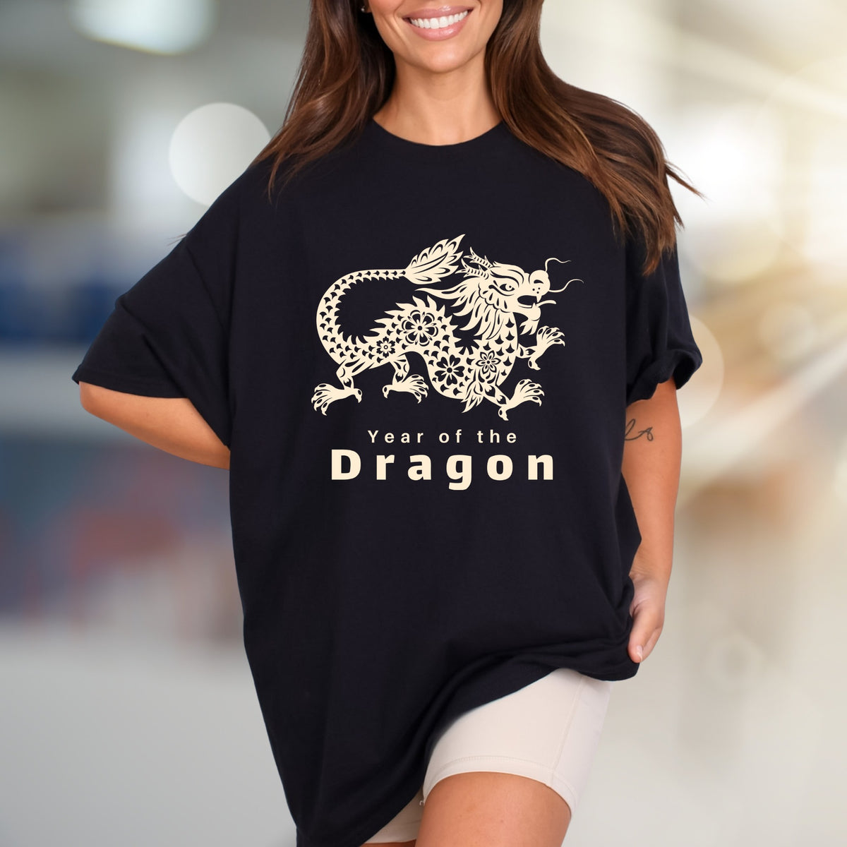 "Year of the Dragon" Folk Graphic Tee, an Empowering Asian Zodiac Pick for Enthusiasts