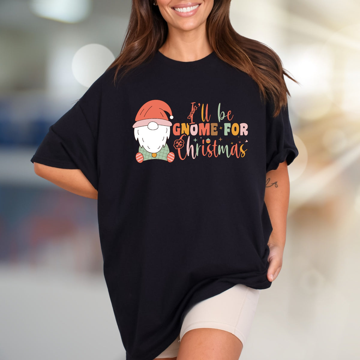 "I'll be Gnome For Christmas" Festive Gnome Graphic Tee, a Holiday Pick for Everyone
