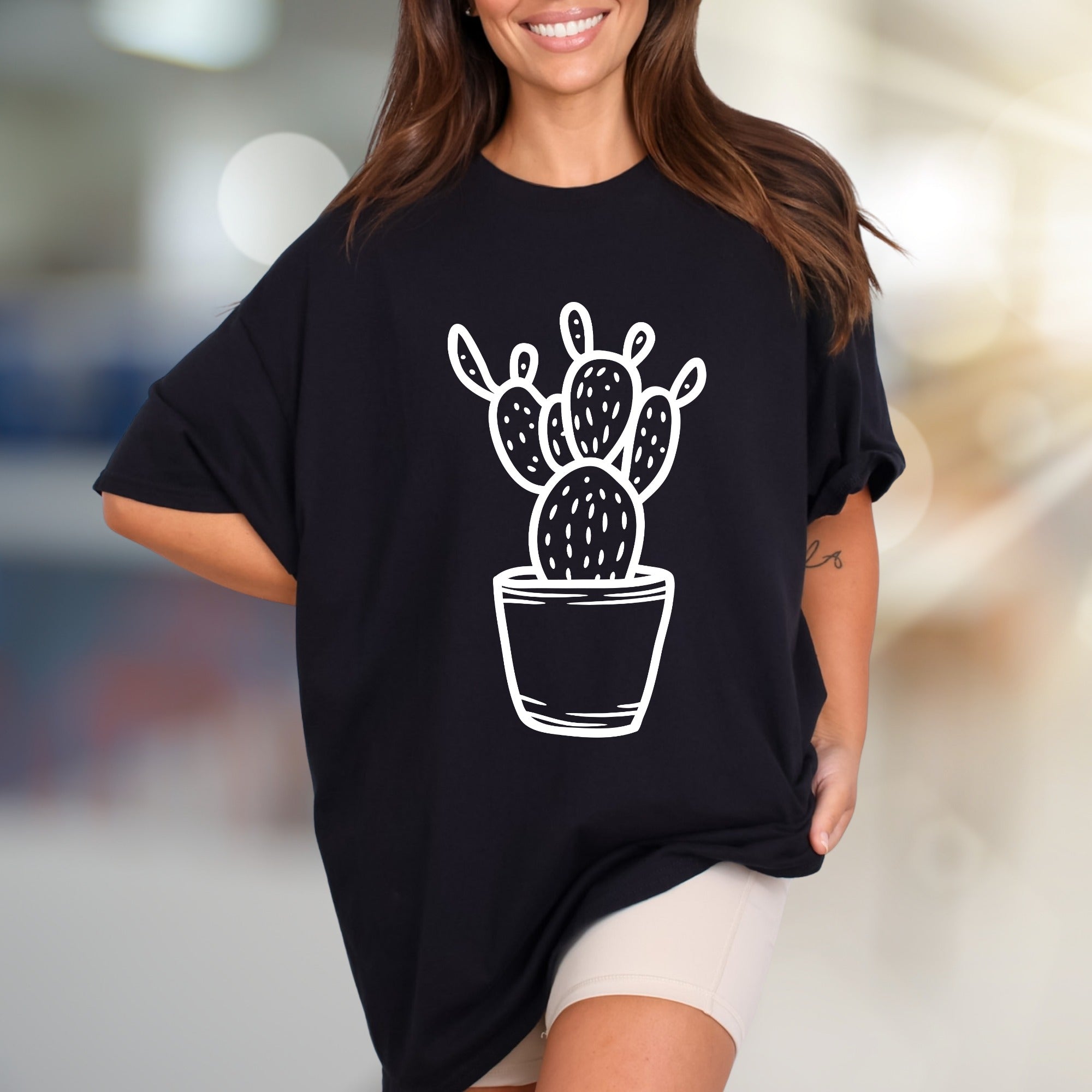 Potted Cactus Boho Graphic Tee, a Desert Chic Pick for Nature Lovers