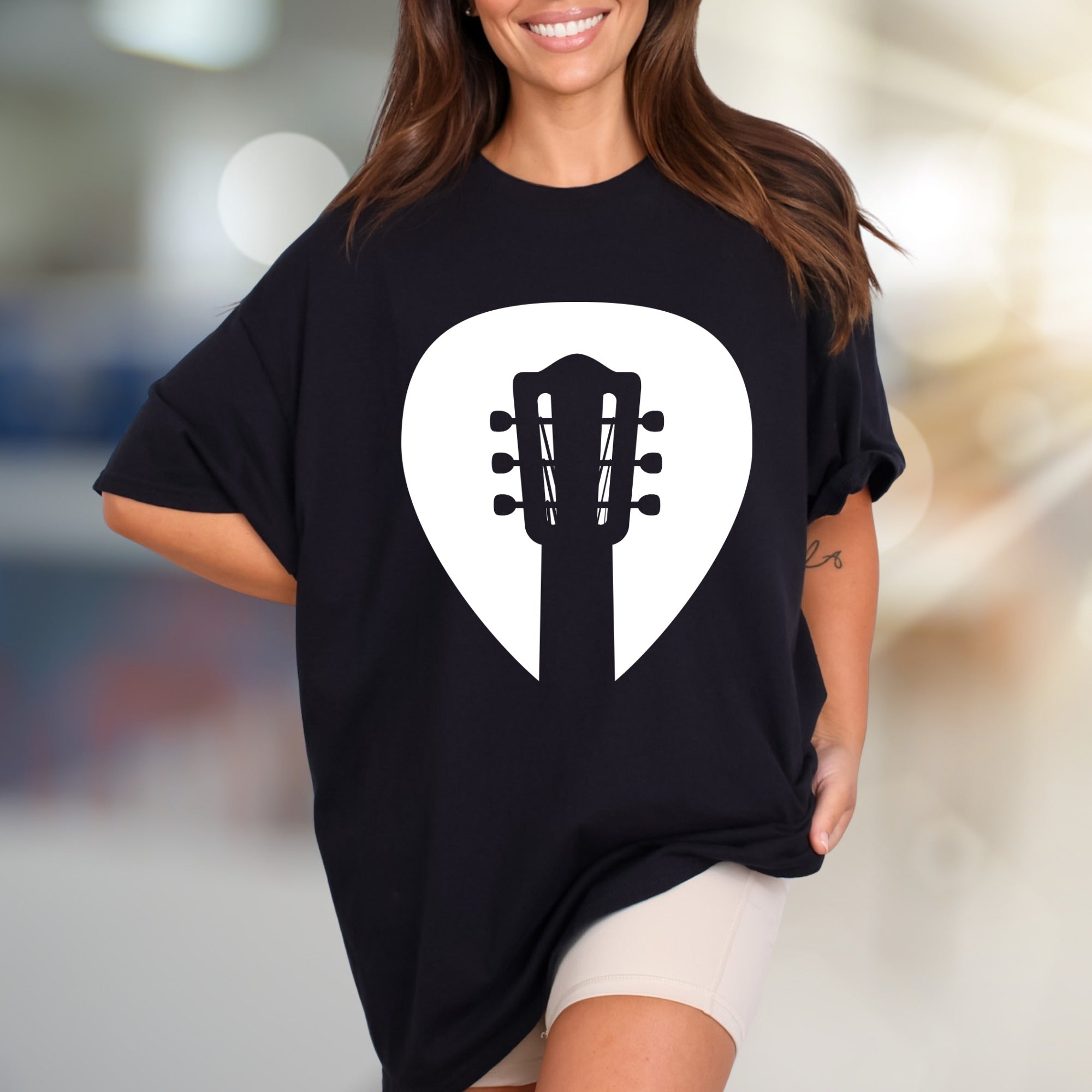 Guitar Headstock Pick Music Graphic Tee, a Musician's Essential for Casual Wear