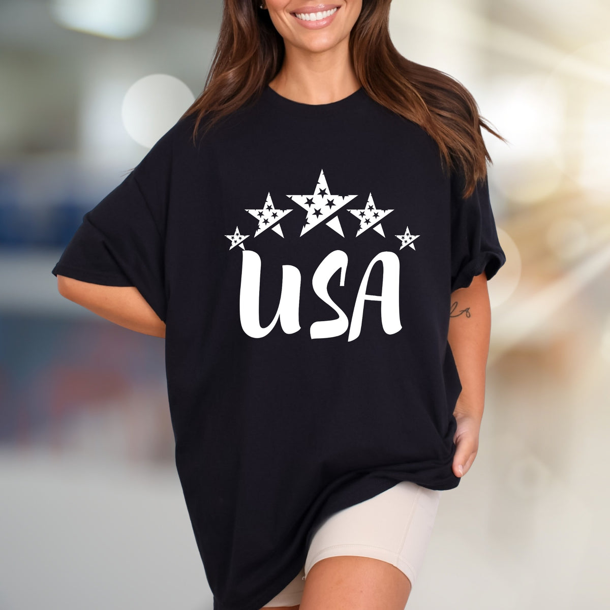 "USA" Patriotic Star Graphic Tee, a Bold Statement for Everyone