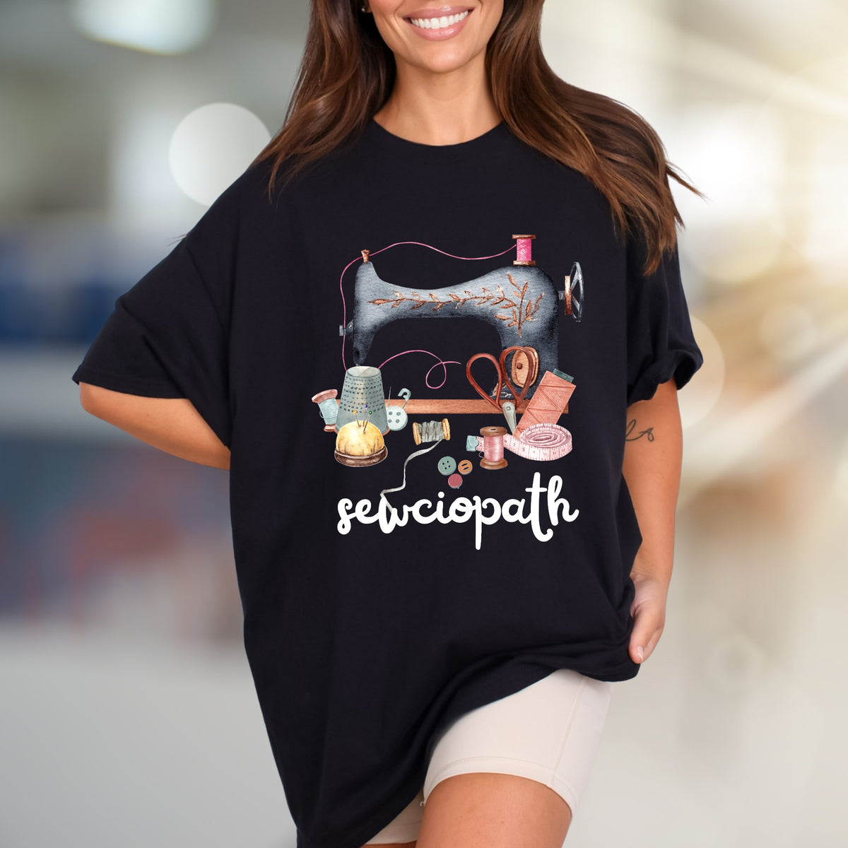 "Sewciopath" Craft Core Graphic Tee, a Quirky Pick for Sewing Enthusiasts