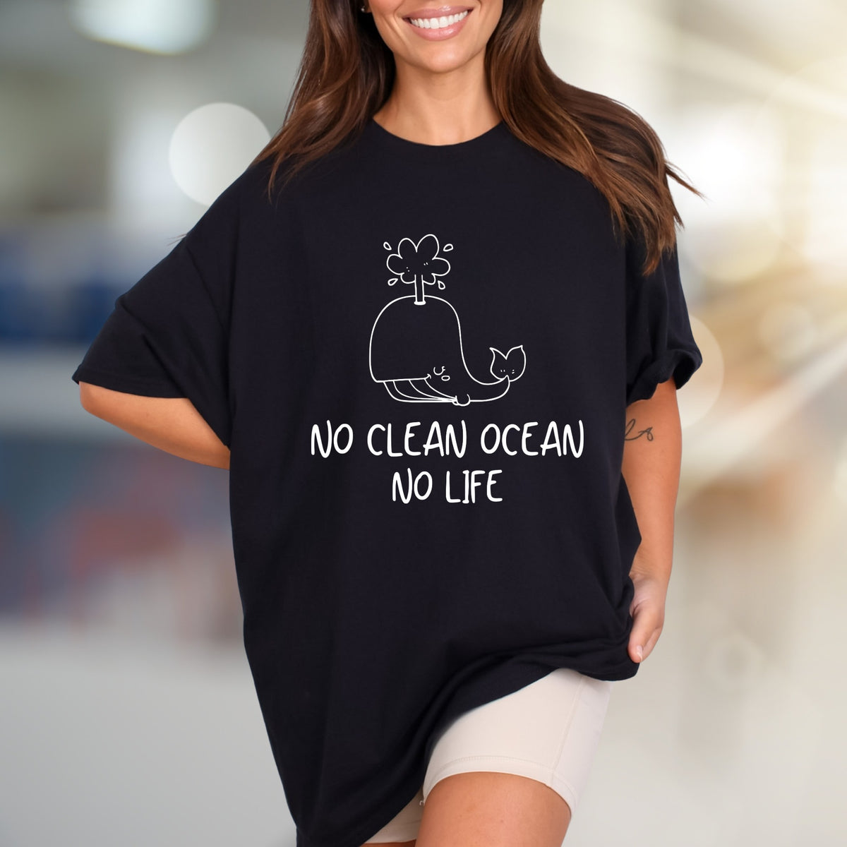 "NO CLEAN OCEAN NO LIFE" Whale Graphic Tee, an Eco-Conscious Statement for Advocates