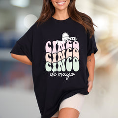 "CINCO CINCO CINCO de mayo" Sombrero Graphic Tee, a Festive Celebration Pick for Enthusiasts