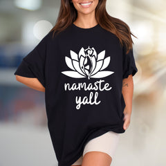 "Namaste Y'all" Lotus Yoga Graphic Tee, A Zen Southern Pick for Wellness Enthusiasts
