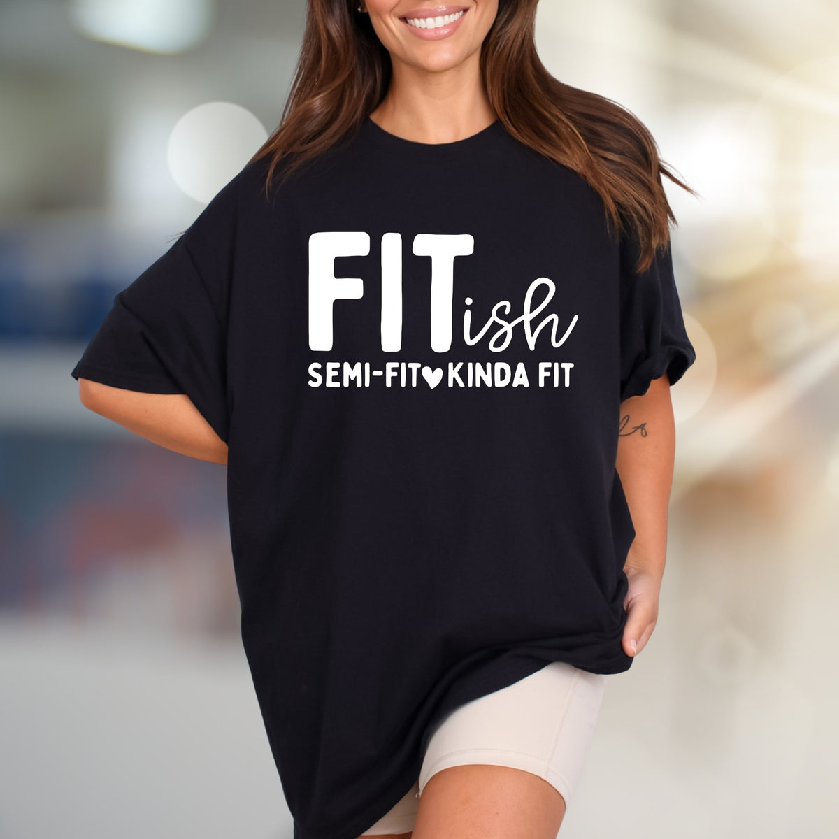 "FIT-ish Semi-Fit Kinda Fit" Fitness Humor Graphic Tee, a Gym Life Pick for Everyone