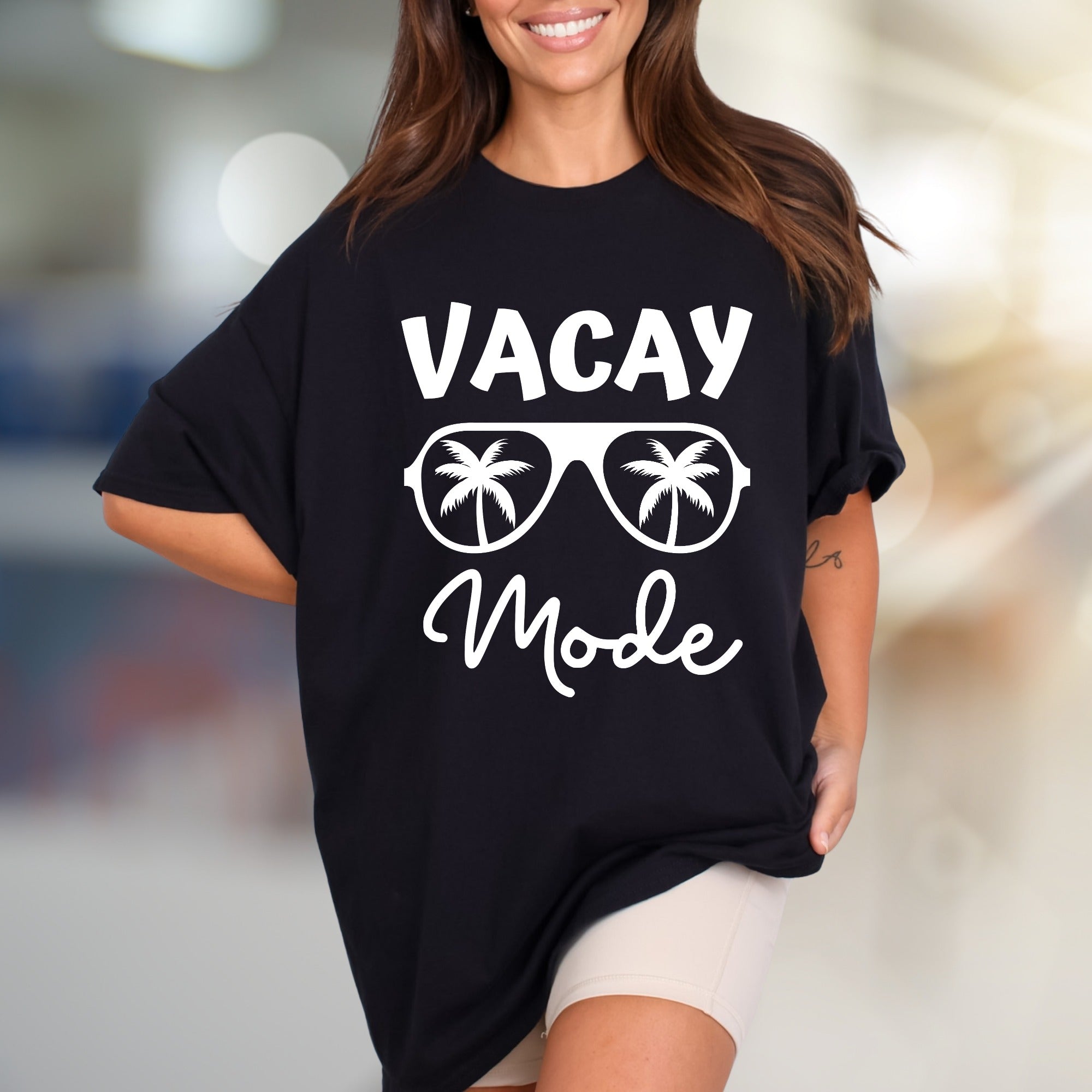 "Vacay Mode" Tropical Sunglasses Graphic Tee, a Relaxed Beach Pick for Travelers