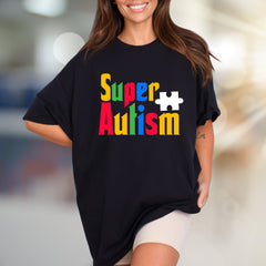 "Super Autism" Colorful Puzzle Tee, a Supportive Graphic Pick for Advocates