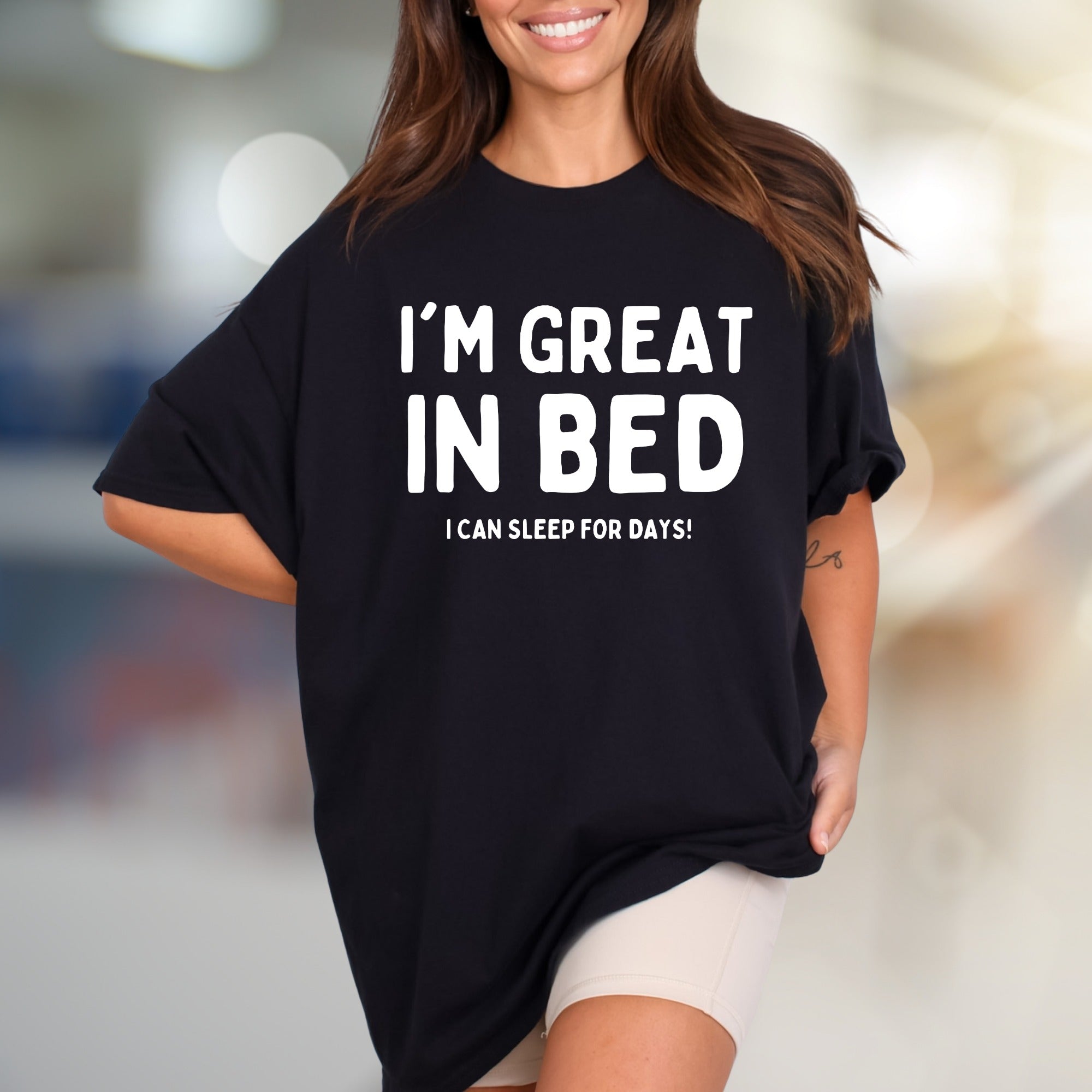 I'm Great In Bed Sleep Lover Graphic Tee, a Funny Casual Pick for Relaxed Souls
