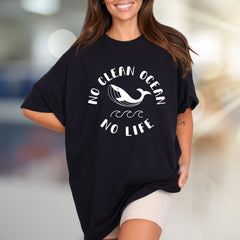“NO CLEAN OCEAN NO LIFE” Ocean Conservation Graphic Tee, a Statement Pick for Eco-Advocates