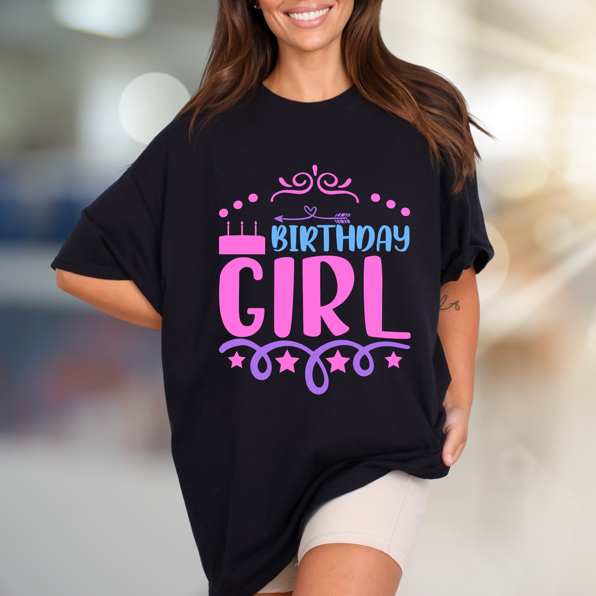 "BIRTHDAY GIRL" Celebration Graphic Tee, a Festive Pick for Her Day