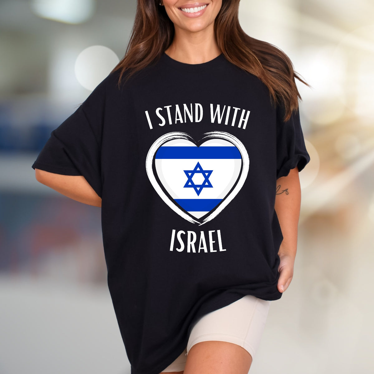 "I Stand With Israel" Patriotic Heart Graphic Tee, A Unity Pick for Supporters