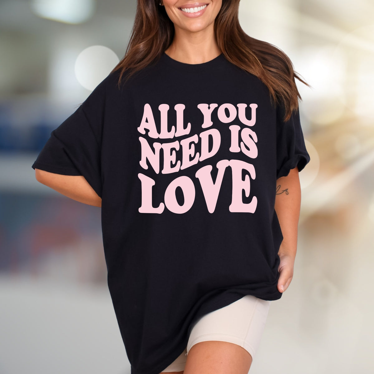 "ALL YOU NEED IS LOVE" Retro Graphic Tee, a Groovy Pick for Peace-Lovers