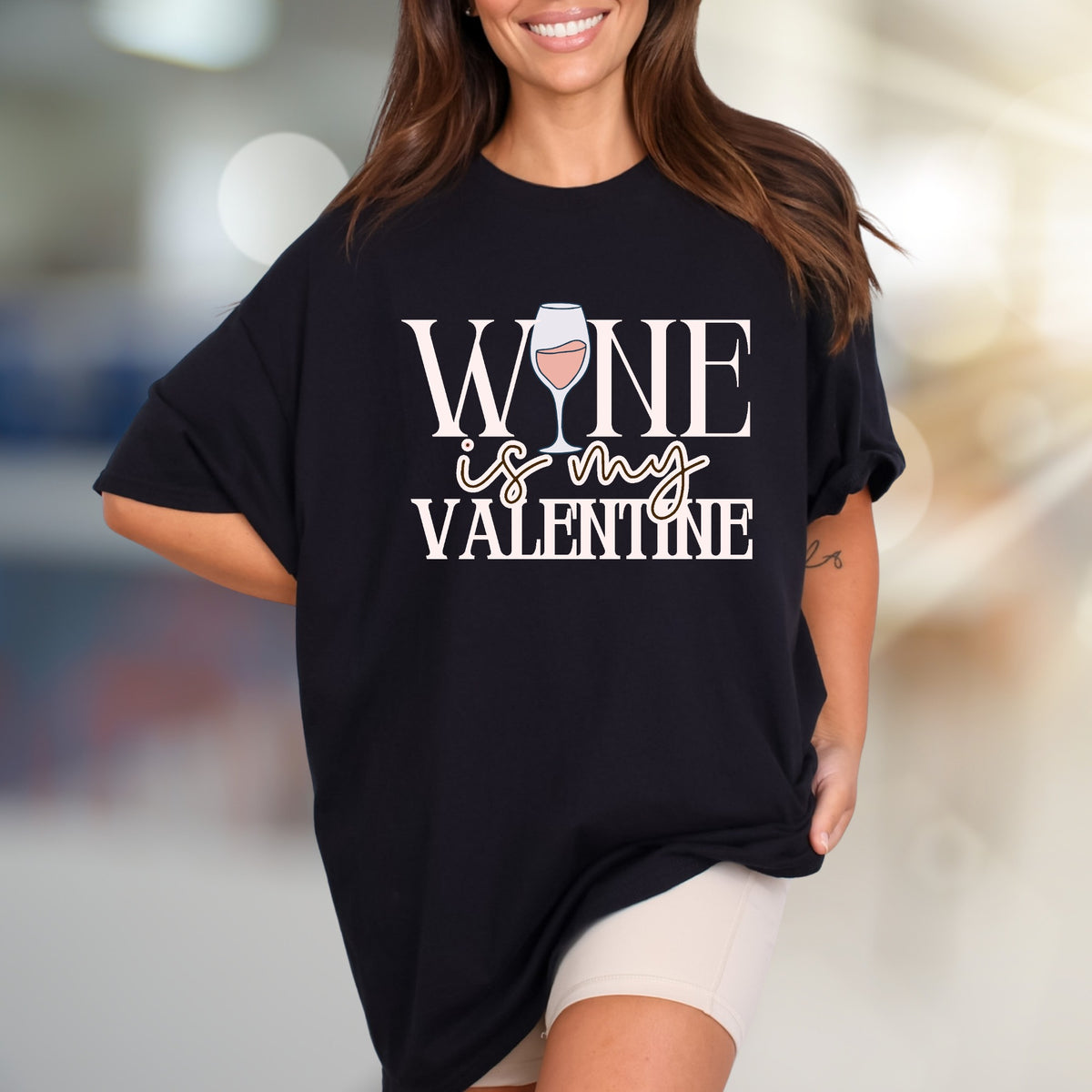 "Wine is My Valentine" Romantic Graphic Tee, a Fun Statement for Wine Lovers