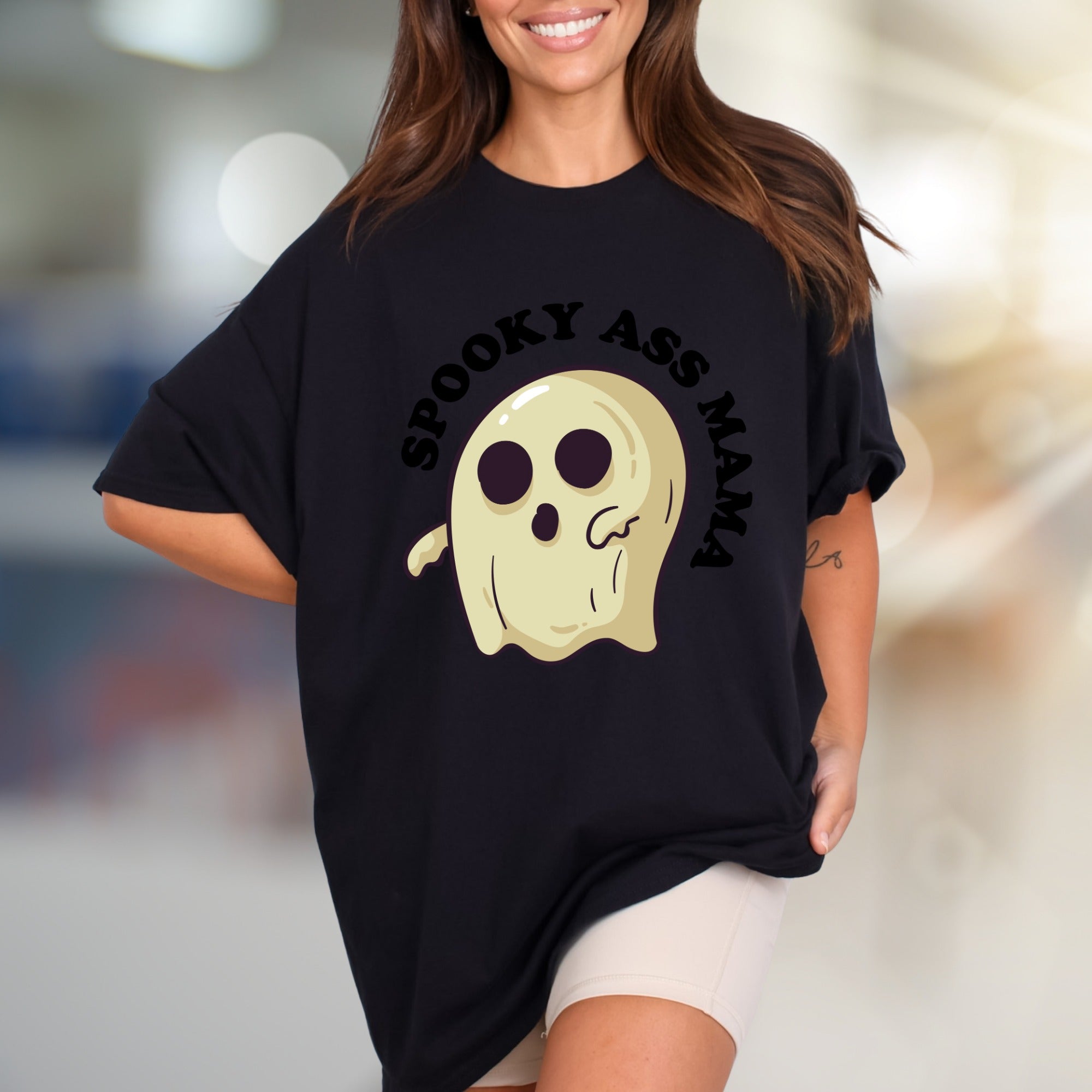 “SPOOKY ASS MAMA” Ghost Graphic Tee, a Halloween Vibe for Moms