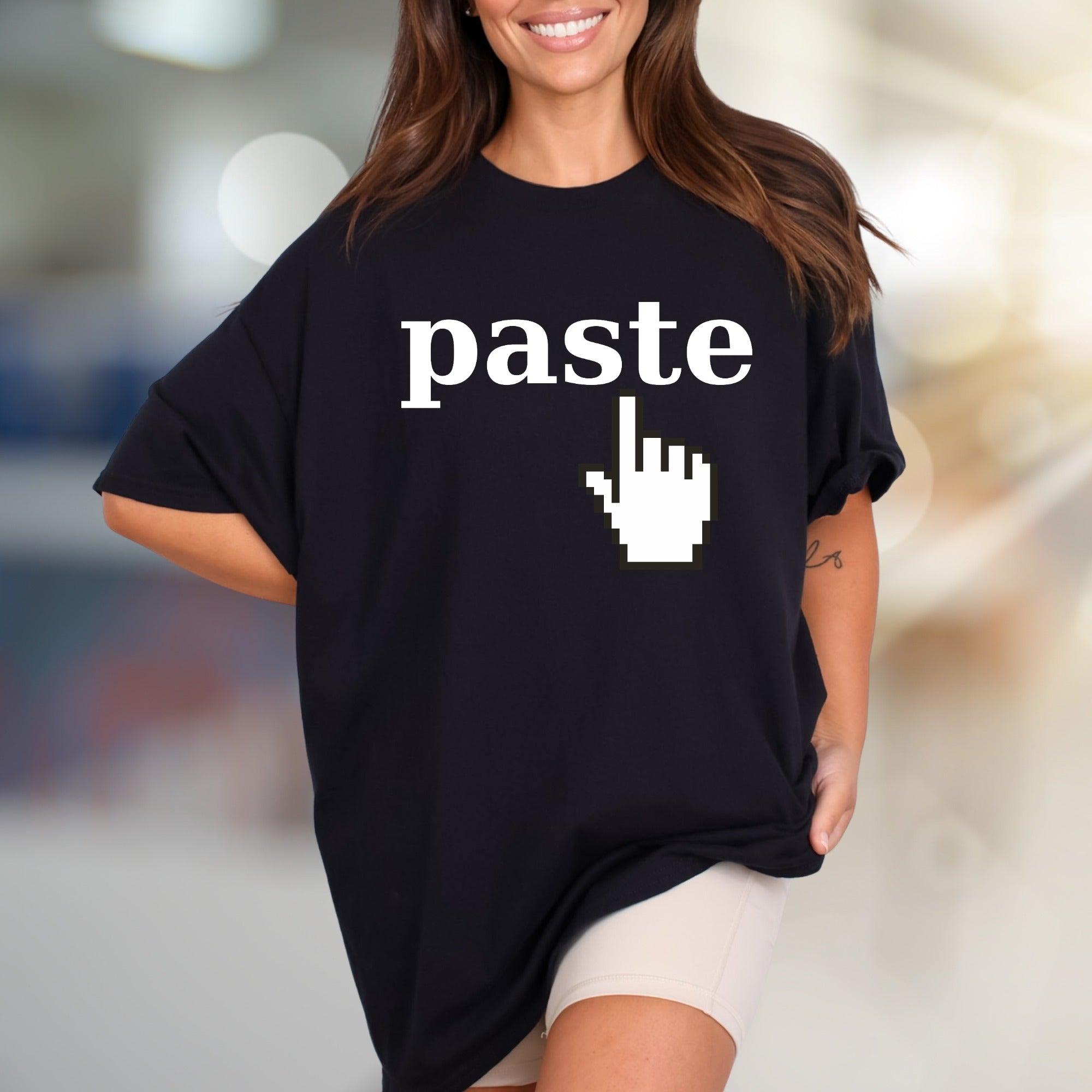 "Paste" Pixel Click Graphic Tee, a Retro Tech Pick for Innovators