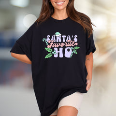 “Santa’s Favorite Ho” Playful Christmas Graphic Tee, a Festive Fun Pick for Holiday Lovers