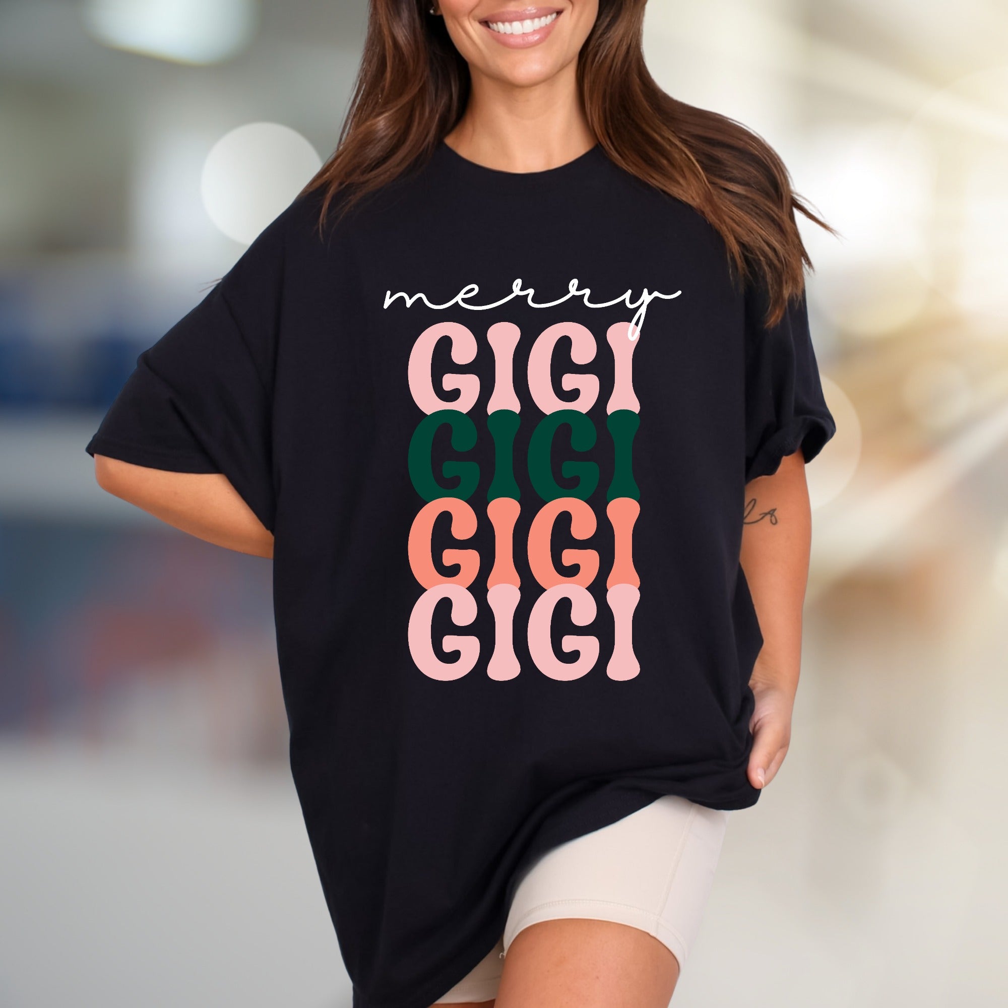 “Merry Gigi” Festive Graphic Tee, a Grandparent's Joyful Pick for Family